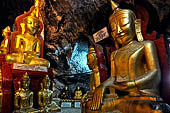 Inle Lake Myanmar. Pindaya, the famous Shwe Oo Min pagoda, a natural cave filled with thousands of gilded Buddha statues. 